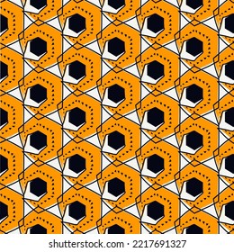 Paint brush hexagons. Hand drawn honeycombs background. Hexahedrons wallpaper. Hives motif. Geometric backdrop. Ethnic digital paper. Web designing. Textile print. Seamless pattern. Vector art work