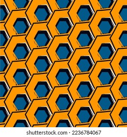 Pintar hexágonos de pincel. Antecedentes de los peines dibujados a mano. Papel tapiz de los hexaedros. Motif. Fondo geométrico. Papel digital étnico. Diseño web. Impresión textil. Patrón sin foco. Trabajo de vectores