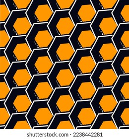 Pintar hexágonos de pincel. Antecedentes de los peines dibujados a mano. Papel tapiz de los hexaedros. Motif. Fondo geométrico. Papel digital étnico. Diseño web. Impresión textil. Patrón sin foco. Trabajo de vectores