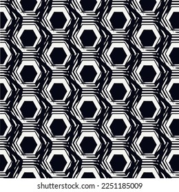 Paint brush hexagons. Hand drawn honeycombs background. Hexahedrons wallpaper. Hives motif. Geometric backdrop. Ethnic digital paper. Web designing. Textile print. Seamless pattern. Vector artwork.