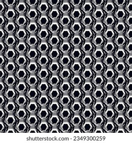 Paint brush hexagons. Hand drawn honeycombs background. Hexahedrons wallpaper. Hives motif. Geometric backdrop. Ethnic digital paper. Web designing. Textile print. Seamless pattern. Vector artwork.
