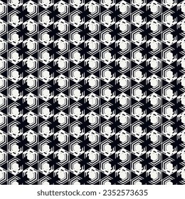 Paint brush hexagons. Hand drawn honeycombs background. Hexahedrons wallpaper. Hives motif. Geometric backdrop. Ethnic digital paper. Web designing. Textile print. Seamless pattern. Vector art.