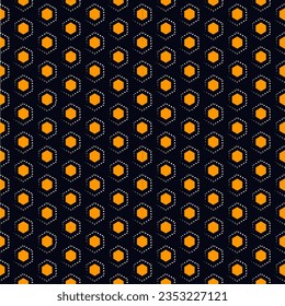 Paint brush hexagons. Hand drawn honeycombs background. Hexahedrons wallpaper. Hives motif. Geometric backdrop. Ethnic digital paper. Web designing. Textile print. Seamless pattern. Vector art work.