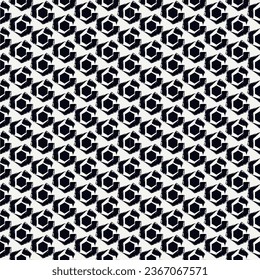 Paint brush hexagons. Hand drawn honeycombs background. Hexahedrons wallpaper. Hives motif. Geometric backdrop. Ethnic digital paper. Web designing. Textile print. Seamless pattern. Vector art work.