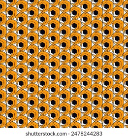 Paint brush hexagons. Hand drawn honeycombs background. Hexahedrons wallpaper. Hives motif. Geometric backdrop. Ethnic digital paper. Web designing. Textile print. Seamless pattern. Vector art work