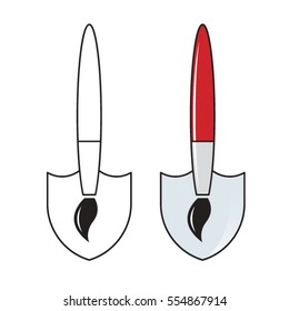 paint brush with hoe in color-vector drawing