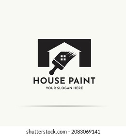 paint brush house combination logo for paint business inspiration logo