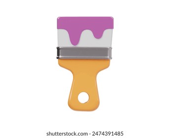 Icono de pincel de pintura ilustración de renderizado 3d