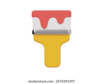 Paint brush icon 3d render illustration