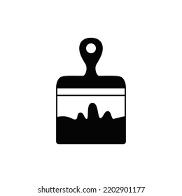 icono de pincel en glifo plano negro, estilo relleno aislado en fondo blanco