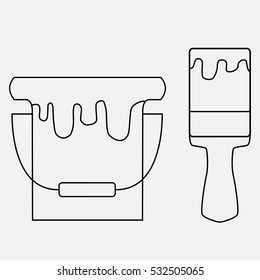 paint brush icon, paint bucket