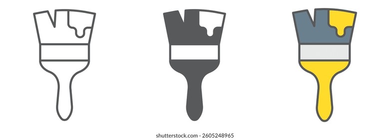 Paint brush icon collection, tool and repair, paintbrush vector icon set, vector graphics, editable stroke outline sign, eps 10