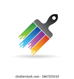 paint brush icon with color paint. paint brush logo illustration