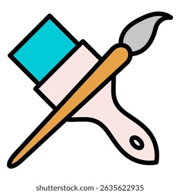 Paint brush icon, equipment painter tool flat web symbol, paintbrush vector illustration .