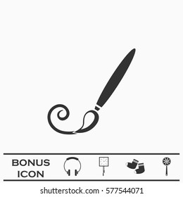 Paint brush icon flat. Black pictogram on white background. Vector illustration symbol and bonus button