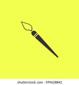 Paint brush icon flat. Black pictogram on white background. Vector illustration symbol and bonus button