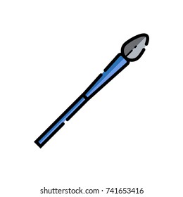 Paint brush icon in flat color line design. Round-shaped paintbrush vector illustration in thin linear style on isolated background.