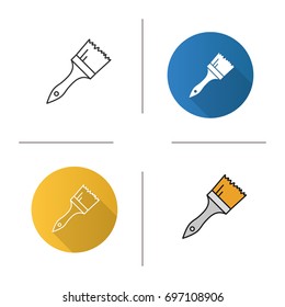 Paint brush icon. Flat design, linear and color styles. Isolated vector illustrations