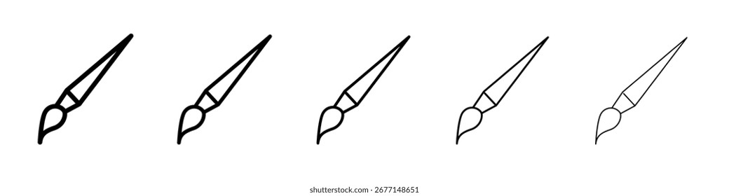 Paint brush icon flat illustration set logo