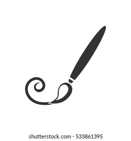 Paint brush icon flat. Illustration isolated on white background. Vector grey sign symbol