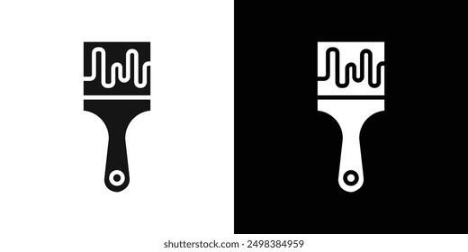 Paint brush icon flat line symbol set.