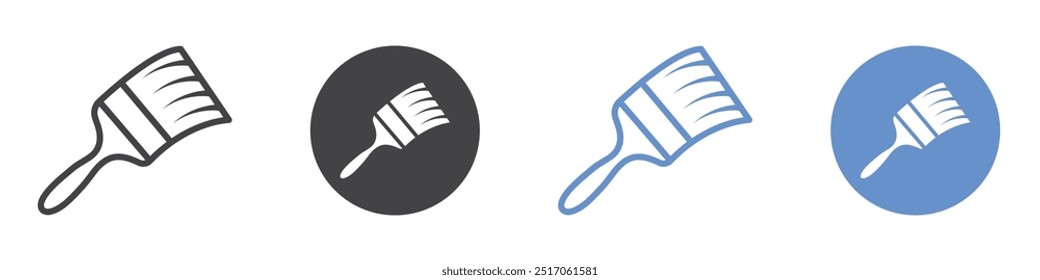 Paint brush icon flat line symbol set.