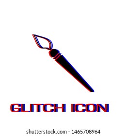 Paint brush icon flat. Simple pictogram - Glitch effect. Vector illustration symbol