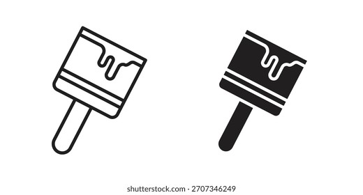 Icono de pincel de pintura. Colección de estilo plano y de trazo. símbolo simple