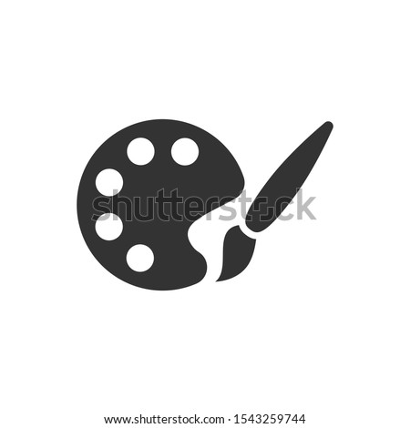 Paint brush icon in flat style. Palette vector illustration on white isolated background. Painter instrument business concept.