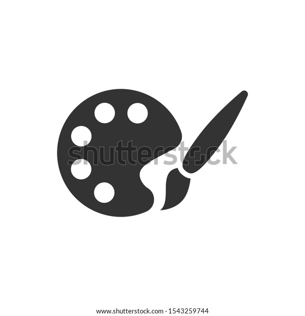 Paint brush icon in flat style. Palette vector\
illustration on white isolated background. Painter instrument\
business concept.