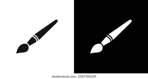 Paint brush icon Flat vector set outline