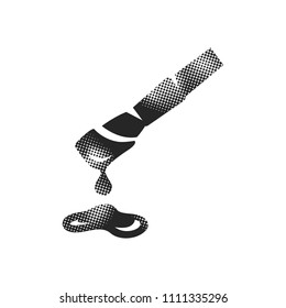 Paint brush icon in halftone style. Black and white monochrome vector illustration.