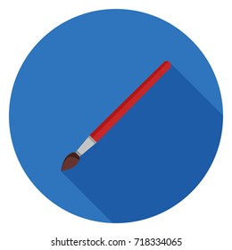 Paint brush icon. Illustration in flat style. Round icon with long shadow.