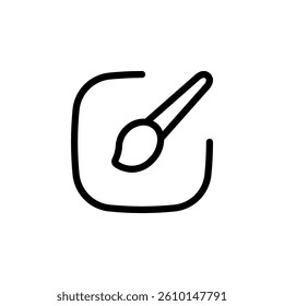 paint brush icon inside a square frame. Perfect for design, art, creativity, and app concepts. color editable