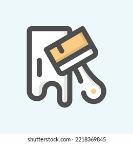 icono de pincel de pintura, icono aislado de esquema de color laborista en fondo azul claro, perfecto para sitio web, blog, logotipo, diseño gráfico, medios sociales, interfaz de usuario, aplicación móvil