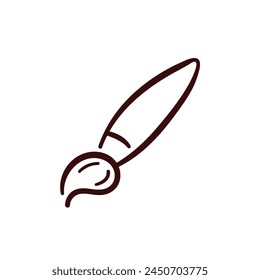 Paint brush icon in line art style. Hand drawn logo for art, paint and stationary shop. Vector illustration isolated on a white background.