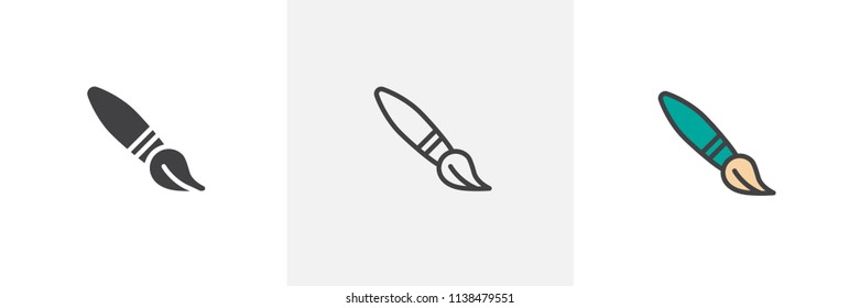 Paint brush icon. Line, solid and filled outline colorful version, outline and filled vector sign. Symbol, logo illustration. Different style icons set. Pixel perfect vector graphics