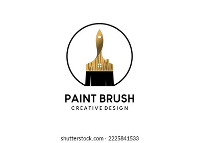 Logo-Design mit Paint-Pinsel und kreativem Holzmotiv