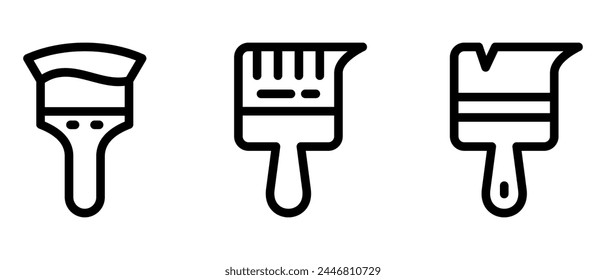 Ilustración vectorial aislada del símbolo de la brocha de pintura o del logotipo - iconos vectoriales de estilo negro de alta calidad
