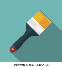 paint brush icon with long shadow. flat style vector illustration