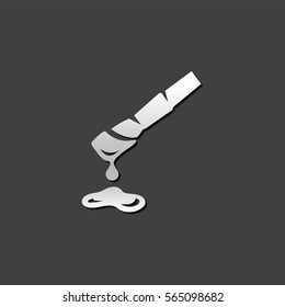 Paint brush icon in metallic grey color style. Artist painting ink drop