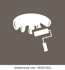 Paint Brush Icon on Dark Gray Color. Eps-10.
