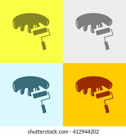 Paint Brush Icon on Four Different Backgrounds. Eps-10.