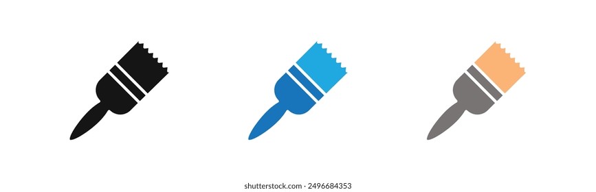 Paint brush icon outline collection or set in black and white