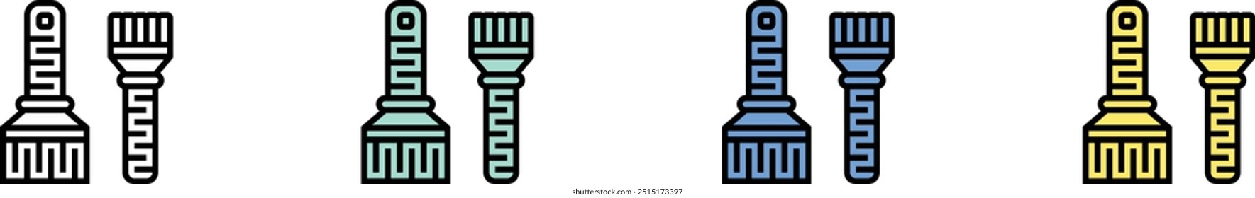 paint brush icon. Outline, Green, Blue and Yellow Style Design Isolated On White Background