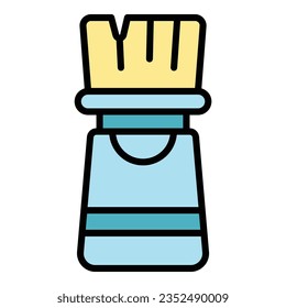 Dibujar vector de contorno de icono de pincel. Artista creativo. Niños de color plano