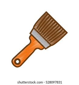 Paint brush icon over white background. repair tools concept. sketch and draw design. vector illustration