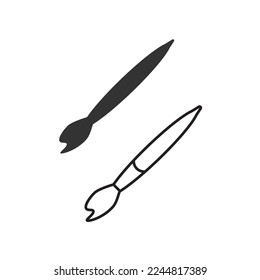 Paint brush icon. Painbrush set line and vector ilustration.