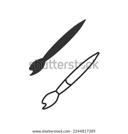 Paint brush icon. Painbrush set line and vector ilustration.