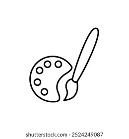 Ícone do pincel de pintura, ilustração linear do vetor Paleta para web e app.eps